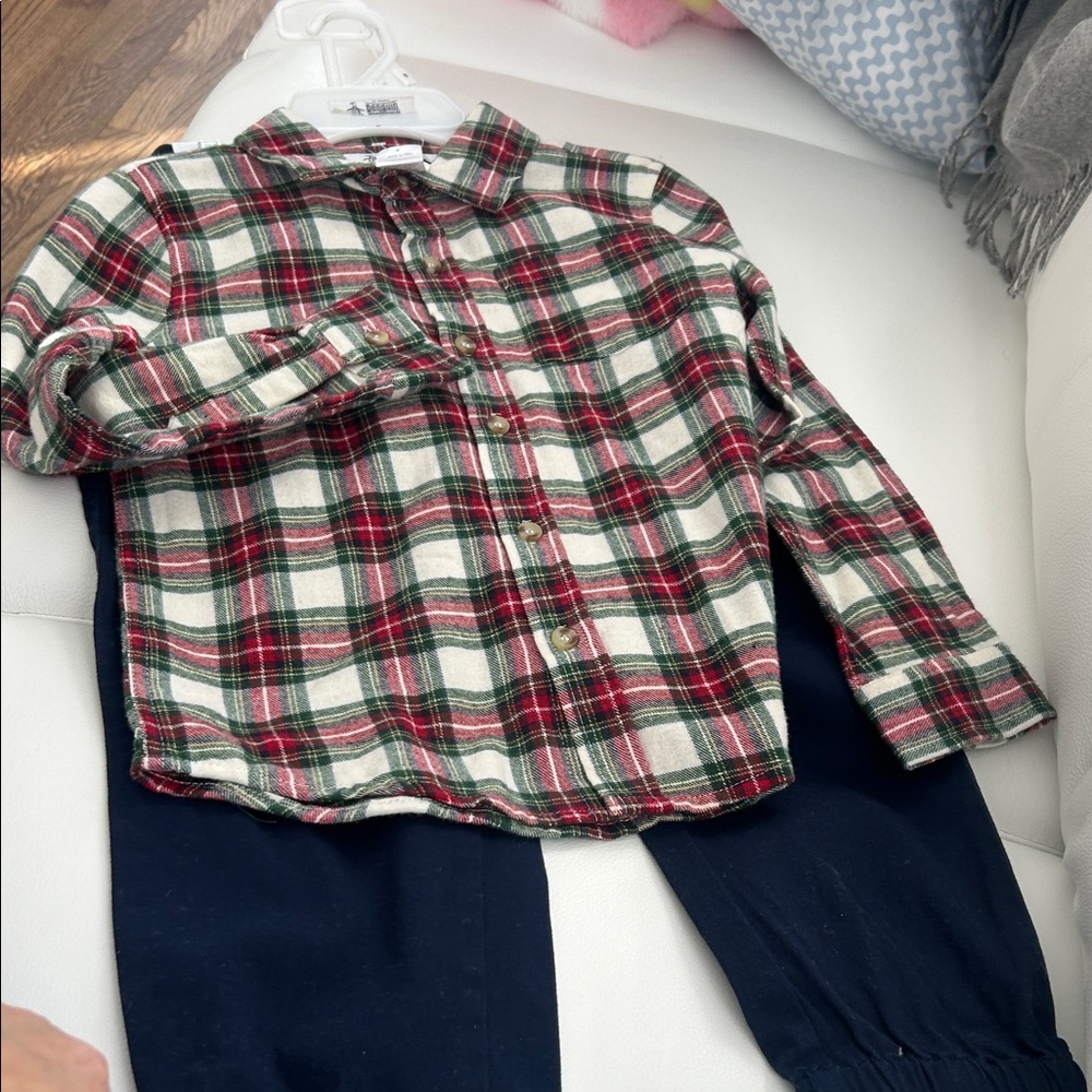Classic Kids Plaid Button-Down Shirt - Red, Green, and White